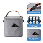 Breastmilk Cooler Bag with Ice Pack Fits 6 Baby Bottles Up to 9 Ounce, Baby Bottle Bag with Shoulder Strap for Nursing Mom Daycare, Grey