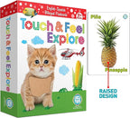 My Touch and Feel English Spanish Bilingual Picture Double Sided Sensory Flash Cards for Infant, Toddlers, Kids, Learn Animals, Fruits, Objects and Vehicles, Fun Learning and Educational Flashcards