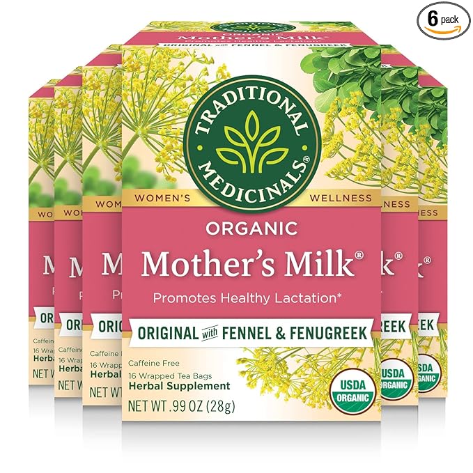 Traditional Medicinals - Organic Mother's Milk Herbal Tea (6 Pack) - Promotes Healthy Lactation in Breastfeeding Moms - 96 Tea Bags Total