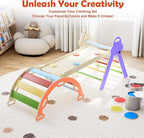 Pikler Triangle Set 7in1 Toddler Climbing Toys Indoor Foldable Baby Climbing Toys Wooden Montessori Climbing Set with Arch, Ramp, Ladder for 1-3 Years, Jungle Gym for Kids