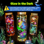 Make 3 Sensory Bottle, Glow-in-The-Dark Magic Gel Water Fairy Toy, DIY 100+ Aqua Water Squishy kit with 18 Shape Molds, 100ml Gels, 5L Bucket, Shell, Glitter, Pom-Poms, Arts Crafts for Kids