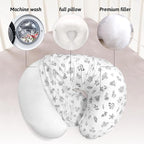LAT Nursing Pillow for Breastfeeding,100% Cotton Removable Cover,Ergonomic Breast Feeding Pillows for Mom and Baby,Machine Washable(Plant)