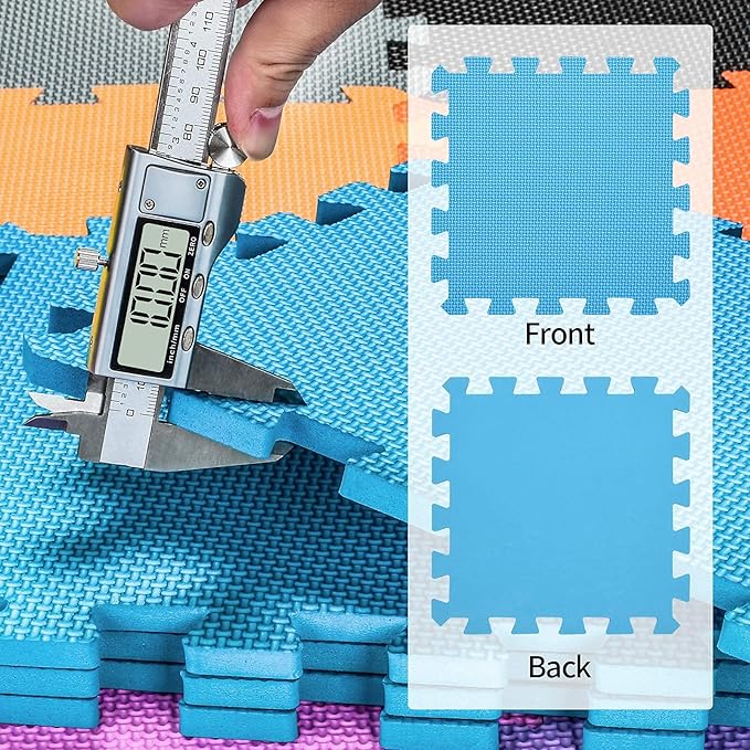 qqpp EVA Rubber 18 Tiles Interlocking Puzzle Foam Floor Mats - Baby Play Mat for Playing | Exercise Mat for Home Workout. Blue. QC-Gb18N