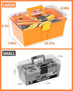 Deejoy 54Pcs Large Kids Tool Set with Electric Saw & Electronic Toy Drill, Pretend Play Kids Construction Set for Toddler 3-5 Years Old, Toddler Boy Toys-Orange