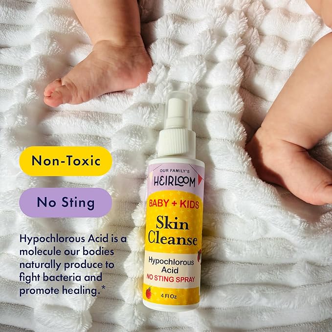 Hypochlorous Acid Spray For Kids - Soothes Diaper Rash, Baby Acne, Eczema, Cuts & Scrapes - Baby & Kids Skin Soothing Spray for Sensitive Skin, Non-Toxic, No Sting, 4 oz