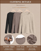 3 Pack Women's Nursing Long Sleeve Tops Breastfeeding Thermal Sweaters with Hidden Zipper Maternity Ribbed Shirts