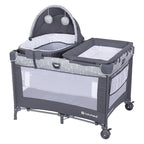 Baby Trend Nursery Den Playard with Snooze Pod and Flip Over Changer, Diamond Sage