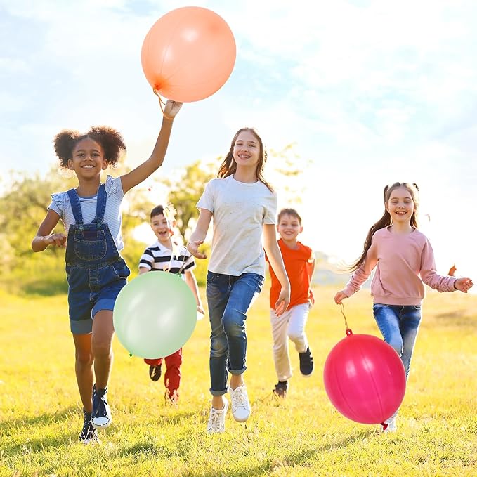 rubfac 30Pcs Punch Balloons, Party Favors for Kids, Thickened Heavy Duty Neon Punching Bounce Balloon for Birthday Goodie Bag Stuffers Exciting Outdoor Play Supply