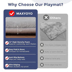 MAXYOYO 1.2" Thick Baby Play Mat for Floor, 49"x 49" Foldable Playpen Mat, Tummy Time Foam Mats Ultra Soft Support, Padded Carpet with Non-Slip Backing for Infant,Kids and Toddler Crawling, Grey