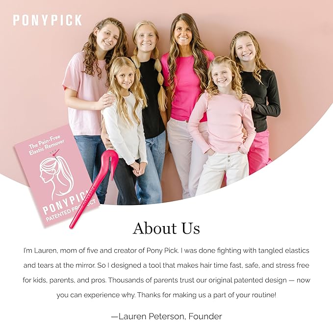 THE PONY PICK By Lolly - Ponytail Cutter Tool for Kids & Toddlers - Easy to Use, Pain-Free, No Hair Damage (3 Packs with 50 Hair Elastics) (Black)