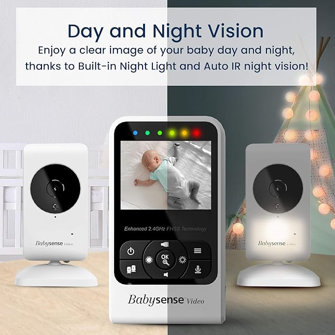 Babysense Video & Breathing Movement Monitor - Video Baby Monitor with Breathing Motion Detection & Alerts Bundle Pack - Video Monitor V24R with Babysense 7 Under-The-Mattress Sleep Monitor