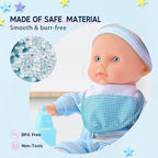 Toy Choi's Twin Baby Dolls - 12 inch Two Soft Body Black and White Doll with Accessoires, Dolls Play Set for 2 3 4 5 Year Old Boys and Girls Gift | Blue Outfit Doll Set