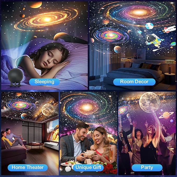 Planetarium Projector for Bedroom, 12 Image Discs, Galaxy Projector Star Night Light, Ceiling Mood Lighting, LED Space Galaxy Lamp, Kids Adults Room Decor