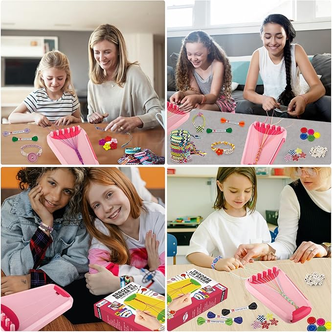 Arts and Crafts for Kids Ages 8-12,Friendship Bracelet Making Kit for Girl,Kids Jewelry Making Kit with 28 Pre-Cut Threads,Christmas Birthday Gifts for Ages 6 7 8 9 10 11 12 Year Old Red