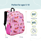 Wildkin 15-inch Kids Backpack – Durable, Padded, Adjustable for School & Travel - Horses