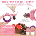 WAJIAYON Baby Fruit Feeder Pacifier - 12 Pack | 2 Infant Food Feeder Pacifier & 1 Baby Food Dispensing Spoon | Fresh Fruit Teethers for Babies | Silicone Feeder Babies,Infant Teething Feeders (Pink)