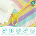 VOOVA & MOVAS 6 Pack 100% Cotton Baby Washcloths | 12x12 Inches | Highly Absorbent | Ultra-Soft Newborn Towels | Perfect Set |Rainbow & Ivory Colors