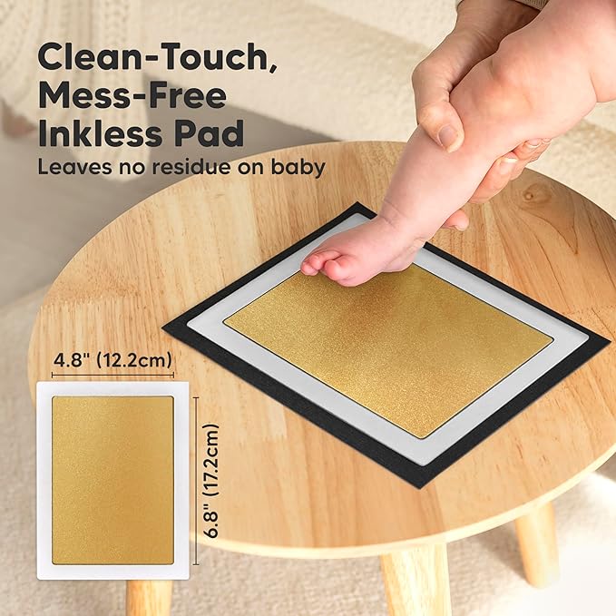 1-Pack Inkless Baby Hand and Footprint Kit - Mess Free Ink Pad for Newborn Keepsake, Dog Nose & Paw Print Kit, Clean Touch Ink Pad for Baby Hand & Footprints, Ideal New Mom Gifts (Gold, Jumbo)