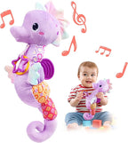 LIGHTDESIRE Baby Toys Musical Seahorse,Infant Stuffed Animals Toy with Crinkle & Rattles,Soft Sensory Toy with Textures,Newborn Toys for Baby Girls Boys 0 3 6 12 Months(Purple)