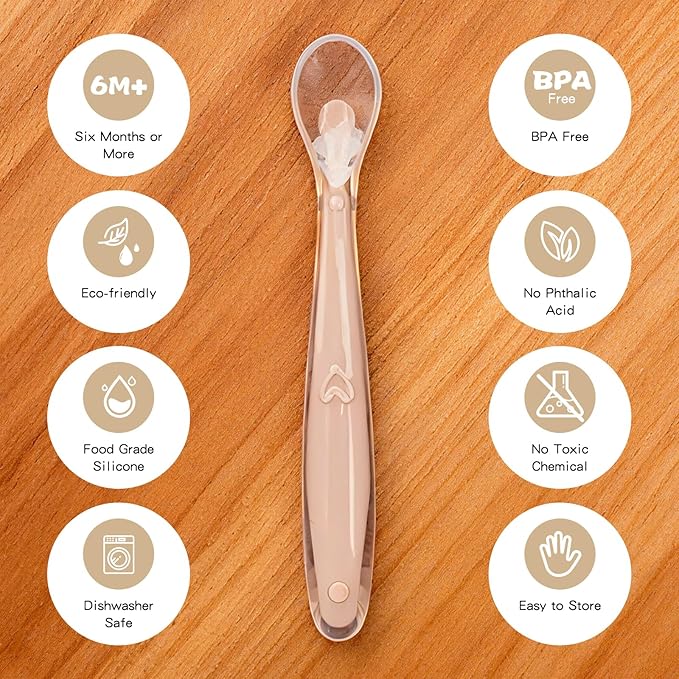 Silicone Baby Spoons for Baby Led Weaning, Spoons with Storage Box，Feeding Spoons for First Stage Baby Dishwasher Safe (pink)