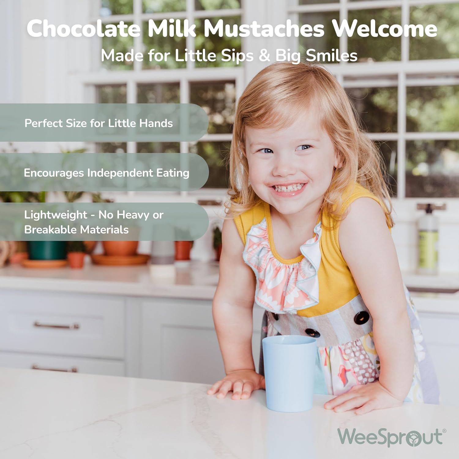 WeeSprout Bamboo Grow-With-Me Sippy Cups with Lids, 10 oz Set of Four, Babies Kids & Toddlers, Made With Bamboo & 100% Silicone, Bite Spout Design, Dishwasher Safe