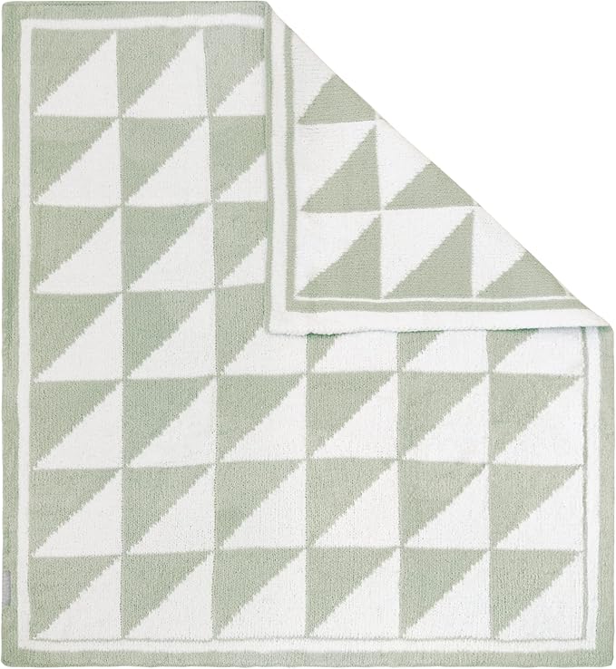Living Textiles Chenille Baby Blanket - Sage Triangle Ultra Soft, Thick, and Versatile | Warm Blanket for Newborns, Throw Blanket for Crib, Stroller Cover | Perfect Baby Gift 30 x 40 inches