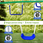 5-in-1 Swing Sets for Backyard for Kids 3-8, Tree Swings for Kids Outdoor with Slide, Basketball Hoop, Two Swing Seats and Gymnastics Rings