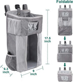 Accmor Hanging Baby Diaper Caddy Organizer, Diaper Stacker, Baby Crib Hanging Classified Storage Bag Organizer for Changing Table, Crib, Playard or Wall & Nursery Organization, Grey