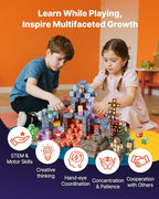 VEVOR Magnetic Blocks, 100 PCS Dark Castle Set, Magnetic Building Cubes for Kids, STEM Montessori Sensory Toys for Christmas Birthday Gift, Construction Stacking Toy for 3+ Years Old Boys & Girls