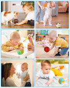 Vanmor Sensory Sports Balls for Babies 6-12M+, 6 Pack Machine Washable Plush Ball Set with Crinkle, Rattles, Squeaky Sounds, Toddler Learning Toys, Portable Travel Bag, Baby Shower Toy for Newborn