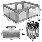 Foldable Baby Playpen with Gate, Extra Large Collapsible Play Yard for Babies & Toddlers, Portable Travel Play Pen with Fence, Safe Activity Center for Indoor & Outdoor Use (59"×71" Grey)