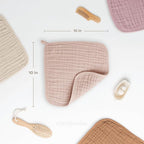 Comfy Cubs Muslin Baby Washcloths 6 Pack - Soft 6-Layer Cotton Wash Cloths for Sensitive Skin - 10"x10" Large, Gentle, Absorbent Infant Essentials for Newborn and Toddlers - Blush