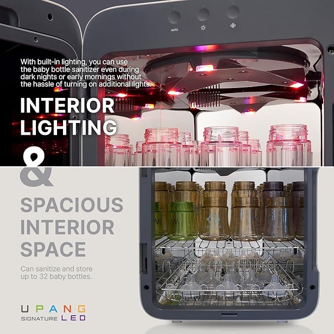 Signature UV LED Waterless Baby Bottle Sanitizer Large Capacity UV All-in-One Household Cleaning Sanitizing (Seige Green)