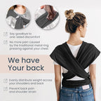 Baby Wrap Carrier - Premium Cotton Baby Carrier Wrap for Newborn to Toddler- Infant Carrier- Baby Holder One Size Fits All with Front Pocket (Black) by Max&so