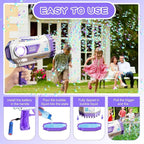 BOMOCO Bubble Gun,125 Holes Bubble Machine Bubbles for Kids 3-12,Bubble Blaster Gun with Bubble Solution Summer Outdoor Bubble Toys Birthday Wedding Halloween Party Favors Gifts Bubble Maker,Purple