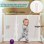 Retractable Baby Gates for Stairs, 55" Wide Baby Gate Dog Gate, 41" Tall Retractable Pet Gate for Doorways, Child Safety Gates Mesh Gate with Fiberglass Rods for Stairways, Hallways, Indoor/Outdoor