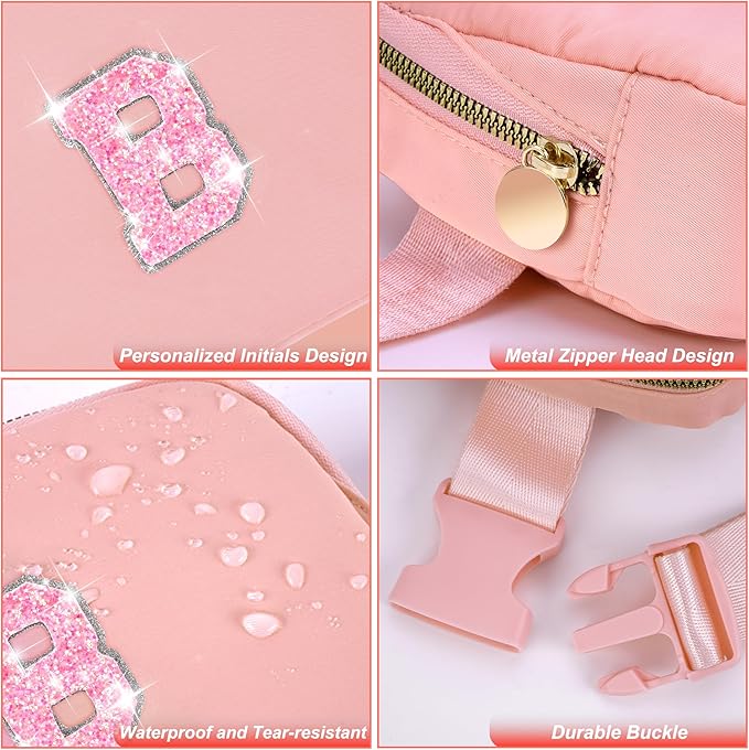 Bridesmaid Gifts - Wedding Day Proposal, Bridal Shower, Maid of Honor - Fanny Pack Belt Crossbody Bag | Peach, Initial B