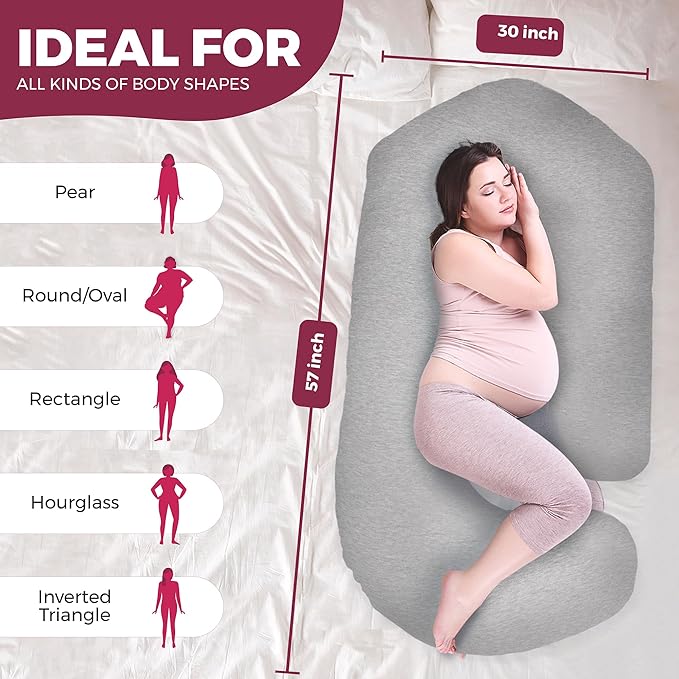PILLANI Pregnancy Pillows for Sleeping - V C U Shaped 57inch Full Body Pillow with Removable Washable Cover, Cooling Maternity Pillow for Pregnant Women, Support for Back Belly Legs Hip