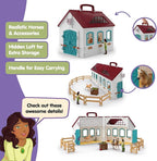 schleich Horse Club - 60PC Little Horseshoe Open Stable Playset - With 2 Horse Figurines, Action Figure, Stable and Accessories - Toy Horses for Girls and Boys - Kids Ages 5+ | 42703