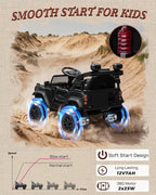 12V Ride on Toys for Kids, Licensed Ford Bronco Raptor Children Electric Vehicles, Toddler Battery Powered Car with Double Doors, 3 Point Safety Belt, Led Lights (12V, Black)