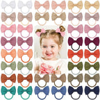 CÉLLOT Toddler Hair Accessories - 40pcs 2.75" Elastics Rubber Ribbon Bands, Bows for Baby Girls, Kids & Children, Pastel Colors