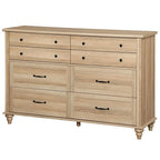 WAMPAT Baby Dresser with 8 Drawers for Kids Room, Farmhouse Kids Dresser Wooden Double Dresser for Bedroom, Wide Dresser Organizer for Children’s Bedroom, Nursery Furniture, 54 Inch, Oak