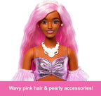Barbie Deluxe Style Doll #1 in Barbiecore Outfit, Pink Hair and Glossy Pink Dress with Accessories Like Velvet Gloves, Money Purse, and More
