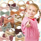 24-Pack Multicolor Linen Bow Hair Ties for Toddler & Infant Girls - Gentle No-Damage Elastic Ponytail Holders
