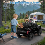 12V Ride on Car Licensed Ford F-150 Raptor, Kids Electric Car with Remote Control, LED Light/Music/MP3, Truck Bed Storage, 3-Point Seat Belt (12V, Black)