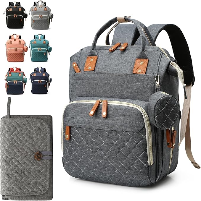 Diaper Bag Backpack for Girls Boys: Dark Gray Toddler Diaper Bag with Changing Pad Baby Backpack Diaper Bag for Mon Dad Newborn Mochila Pañaleras para Bebe Niña Niño Baby Registry Search Must Haves