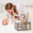 PeraBella Diaper Caddy Organizer with Handle, Baby Shower Gifts Basket Bag, Registry Search Must Haves Items, Nursery Storage Organizer for Newborn Girl Boy, Baby Bag Essentials, Car Diaper Caddy Cart