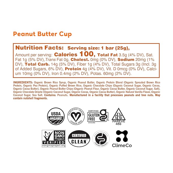 GoMacro Kids MacroBar Organic Vegan Snack Bars - Peanut Butter Cup (0.90 Ounce Bars, 7 Count)