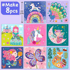EZCRA Easy Arts and Crafts for Kids - Fun Gem Sticker Kit - 8 Unicorn Princess Themes, 990+ Stickers - Gem Art for Kids - Diamond Art Kits - Gifts for Girls Ages 3-8