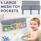 Bath Kneeler and Elbow Rest Pad Set - Comfortable 1.5” Thick Baby Bath Kneeler Pads with Toys Organizer, Non-Slip Knee Arm Support Bathtub Mat, Quick-Drying Kneeling Pad for Baby Bath Time